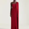 Asymmetric Evening Dress in Crepe Cady