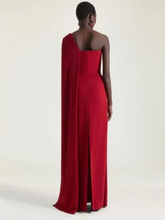 Asymmetric Evening Dress in Crepe Cady