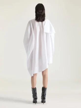 Asymmetric Shirt Dress in Cotton with Bow Detail