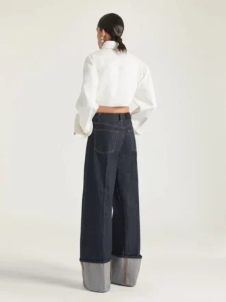 Asymmetric Shirt in Nappa Leather