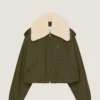 Bomber in Cotton and Wool with Shearling Collar
