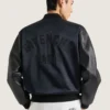 Bomber in Leather and Satin with Givenchy Paris Embroidery