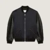 Bomber in Leather and Satin with Givenchy Paris Embroidery