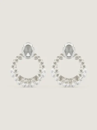 Broken Chandelier Clip Earrings in Metal and Crystals