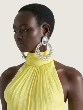 Broken Chandelier Clip Earrings in Metal and Crystals