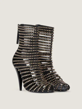 Cage Ankle Boots in Leather with Studs