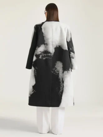 Car Coat in Cotton with Portrait Jacquard