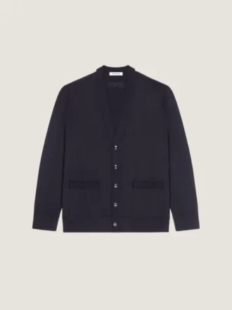 Cardigan in Wool with Gros Grain Details