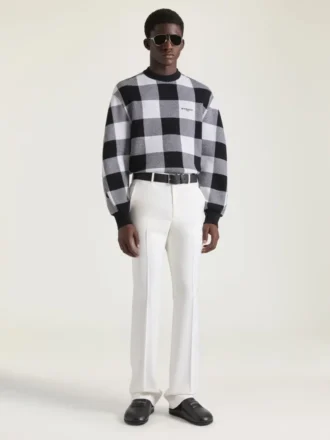 Checked Sweater in Wool Embroidered Givenchy Paris
