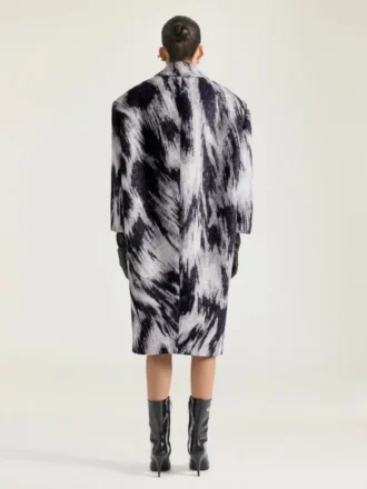 Coat in Wool Jacquard with Animal Print