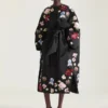 Cocoon Coat in Satin with Embroideries