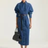 Cocoon Dress in Medium Blue Denim