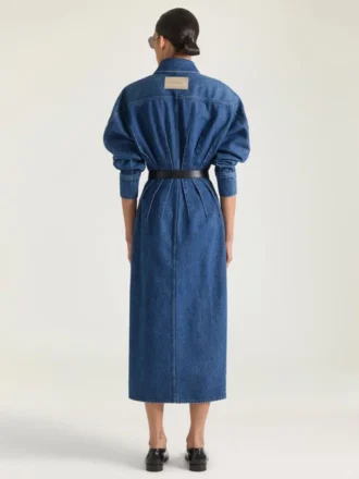 Cocoon Dress in Medium Blue Denim