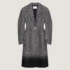 Cocoon Fitted Coat in Herringbone Jacquard Mixed Wool