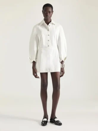 Cocoon Mini Dress in White Denim