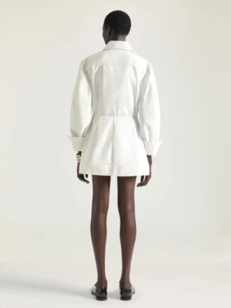 Cocoon Mini Dress in White Denim