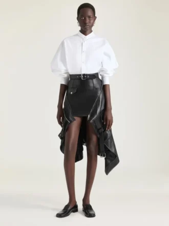Asymmetric Biker Skirt in Leather
