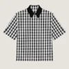 Couture Seam Gingham Shirt in Cotton