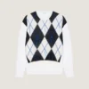Couture Seam Knitted Argyle Sweater