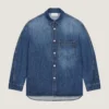 Couture Seam Overshirt in Dark Blue Denim