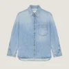 Couture Seam Overshirt in Light Blue Denim