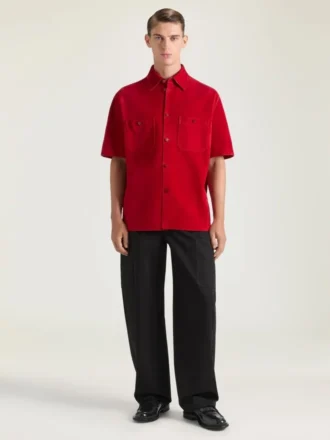 Couture Seam Overshirt in Suede