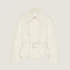 Cropped Belted Jacket in Cotton and Wool