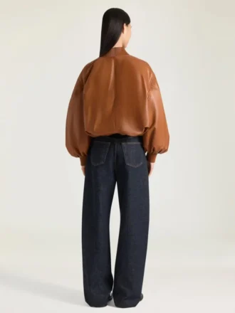 Cropped Cocoon Bomber in Nappa Leather