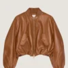 Cropped Cocoon Bomber in Nappa Leather