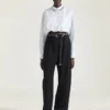 Cropped Shirt in Poplin with Crystals