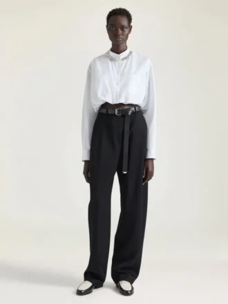 Cropped Shirt in Poplin with Crystals
