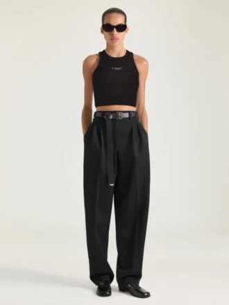 Cropped Tank Top in Cotton with Givenchy Paris Print