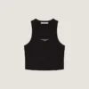 Cropped Tank Top in Cotton with Givenchy Paris Print