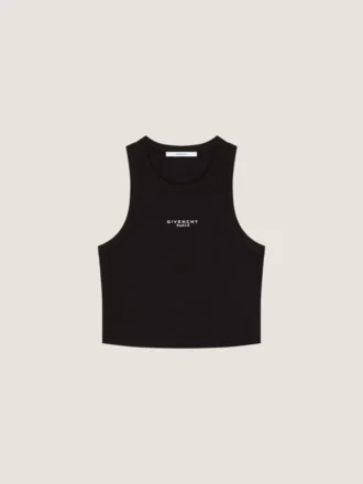 Cropped Tank Top in Cotton with Givenchy Paris Print