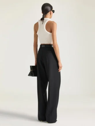 Cropped Top in Knit with Embroidered Pearls