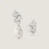Crystal Pearl Asymmetric Earrings in Metal, Crystals and Pearls