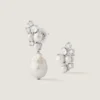 Crystal Pearl Asymmetric Earrings in Metal, Crystals and Pearls