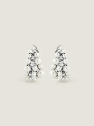 Crystal Pearl Clip Earrings in Metal, Crystals and Pearls