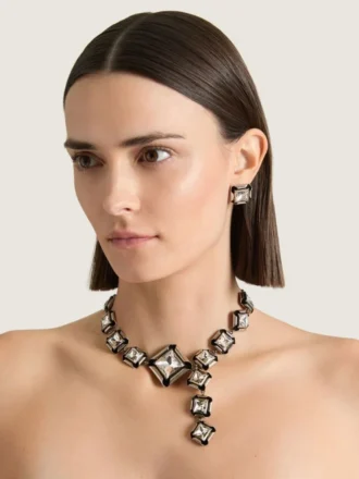 Deconstructed Crystals Necklace in Metal and Crystals