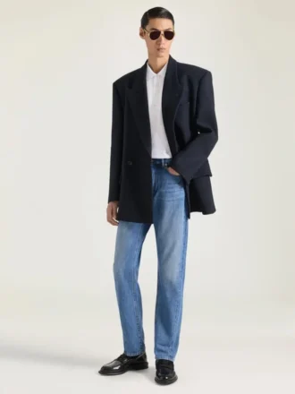 Deconstructed Peaked Lapel Jacket in Wool