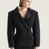 Double Breasted Slashed Tuxedo Jacket in Wool