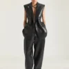 Double Pleat Pants in Leather