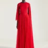 Draped Evening Dress in Chiffon with Cape