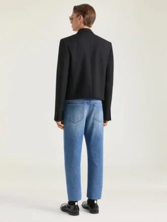 Embellished Single-Breasted Cropped Jacket in Wool