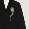 Embellished Single-Breasted Cropped Jacket in Wool