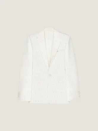 Embellished Single-Breasted Jacket in Wool and Mohair