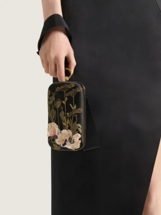 Evening Clutch with Floral Embroideries and Bow