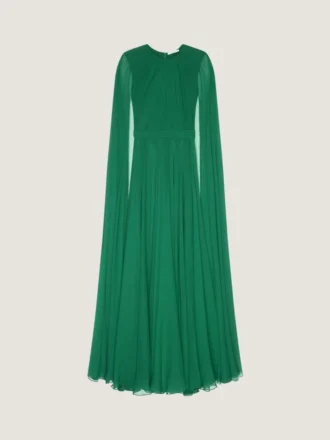 Evening Dress in Silk Crepon with Cape