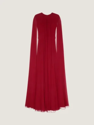 Evening Dress in Silk Crepon with Cape