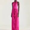 Halterneck Draped Dress in Jersey